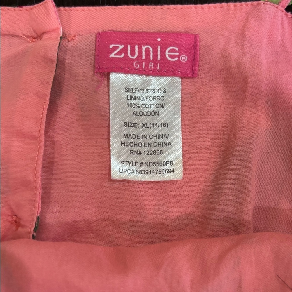 Zunie Girl Sleeveless Pink Floral Dress Size XL 14/16 - Picture 4 of 12